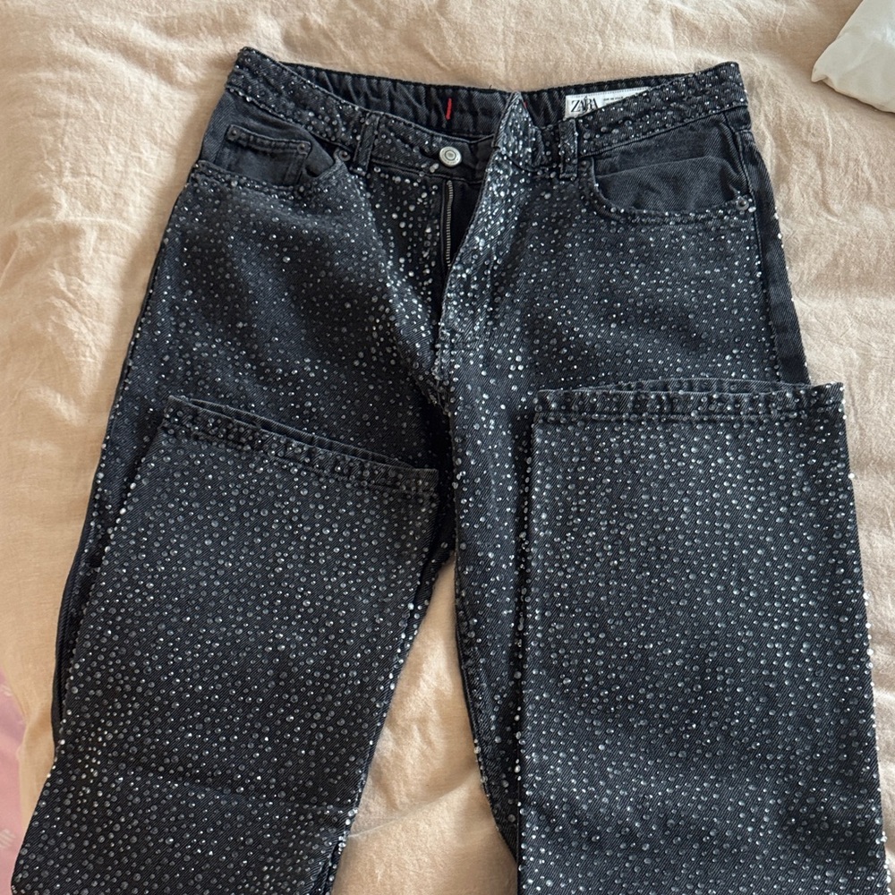 Zara Black Denim with Silver Accents